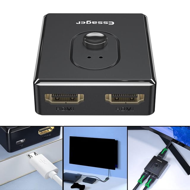 2 en un salida, 1 en 2 salida 2.0 divisor adaptador de caja de conmutación bidireccional para DVD para Conmutación de modos es para