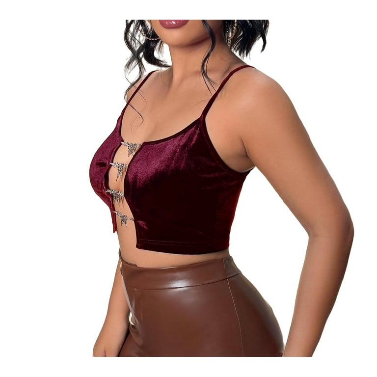 Sexy Spaghetti Strap Cami Maroon Womens Tank Tops Camis Women s