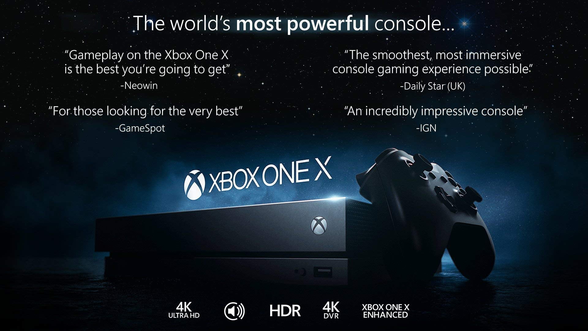 Restored Microsoft Xbox One X 1TB, 4K Ultra HD Gaming Console, Black (Refurbished)