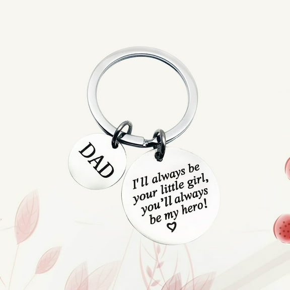 COSMOBETTY Fathers Day Presents From Daughter Key Ring Silver Metal Circular 1Set 0.98x0.98x0.12in For Dad Birthday