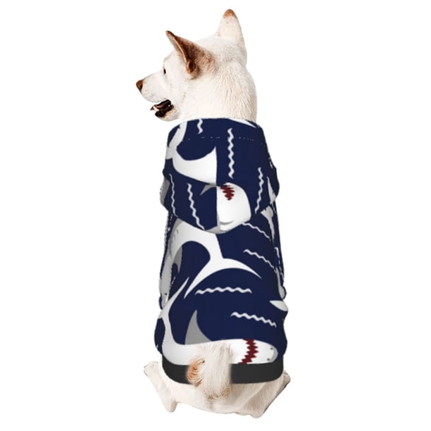 Fotbe Angry Shark Sudadera con Estampado para Perros Pequeños – Suéter con Capucha para Mascotas, Tela Suave de Forro Polar con Bolsillo-XX-Large
