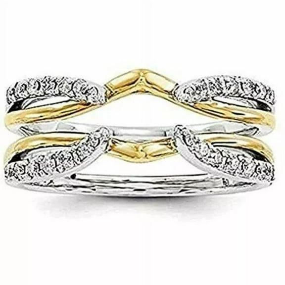 1Ct Round Lab Created Diamond 14K Two Tone Gold Plated Enhancer Wrap Ring Guard