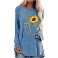 thumbnail image 1 of Camiseta de manga larga informal suelta con cuello redondo y estampado de color liso para mujer Fridja  hj1741, 1 of 4