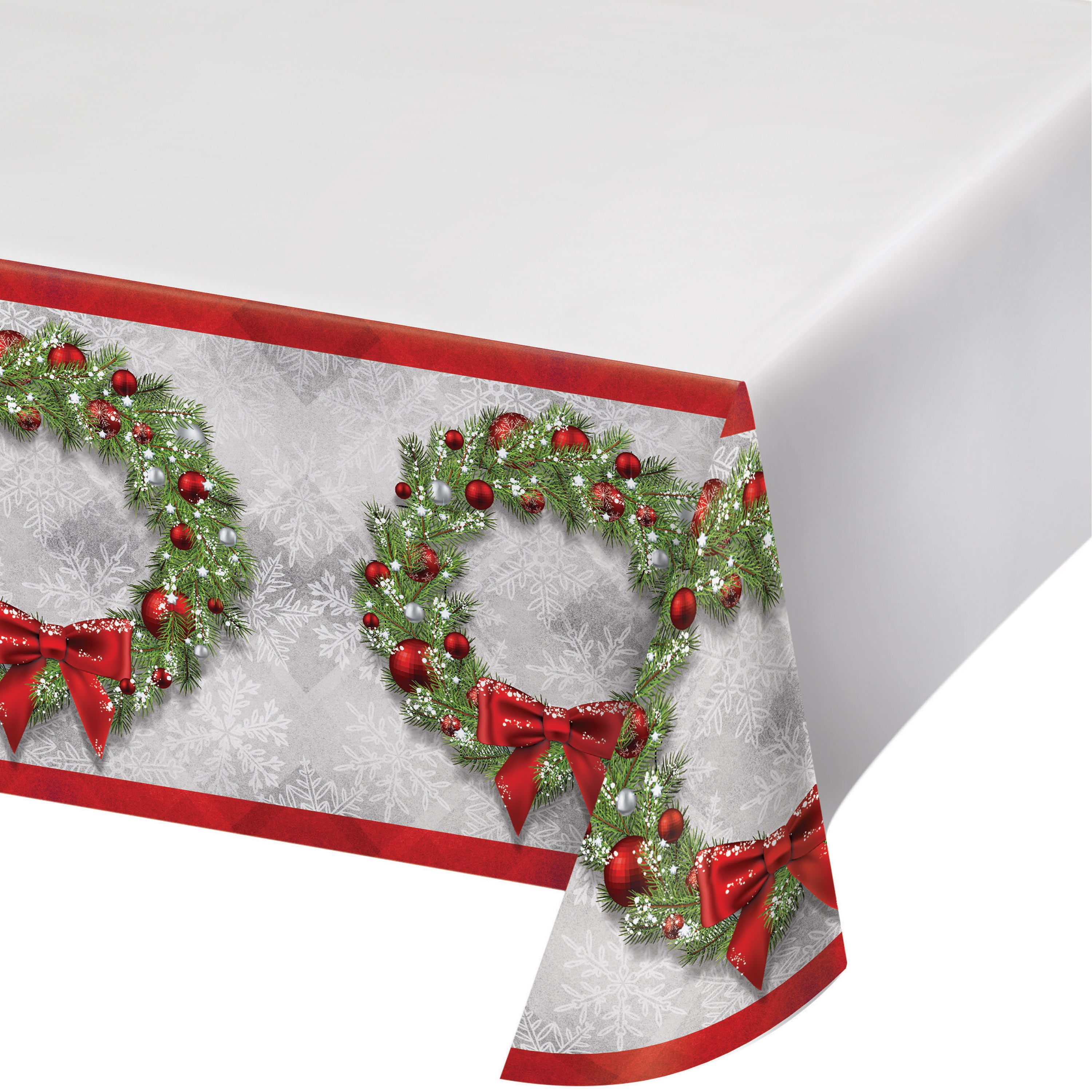 Christmas Wreath Plastic Tablecloth, 1 pack
