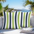 thumbnail image 3 of Outdoor Waterproof Throw Pillow Covers Set of 2 Navy Blue Green Stripes Decorative Pillowcases Square Outdoor Pillows Cushion Case 18x18 Inch Contrast Striped Patio Pillows for Couch Sofa Bed Garden, 3 of 9