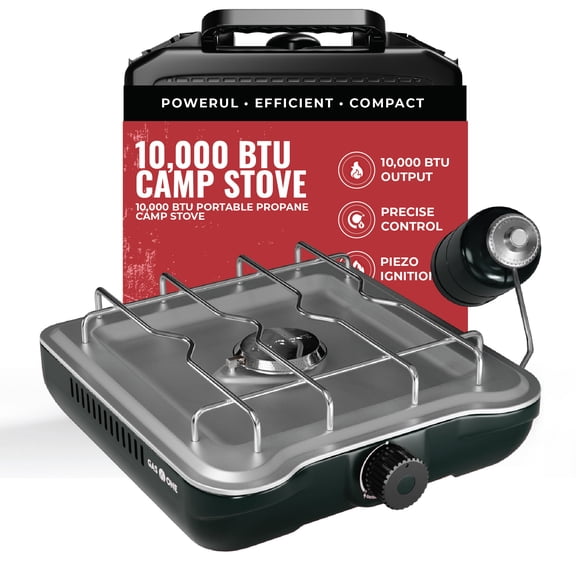 GasOne Single Propane Burner Camp Stove – 10,000BTU Portable Stove Propane Grill in Midnight Blue with Removable Cooking Grid – Large Easy to Use Knob – Carry Case Included