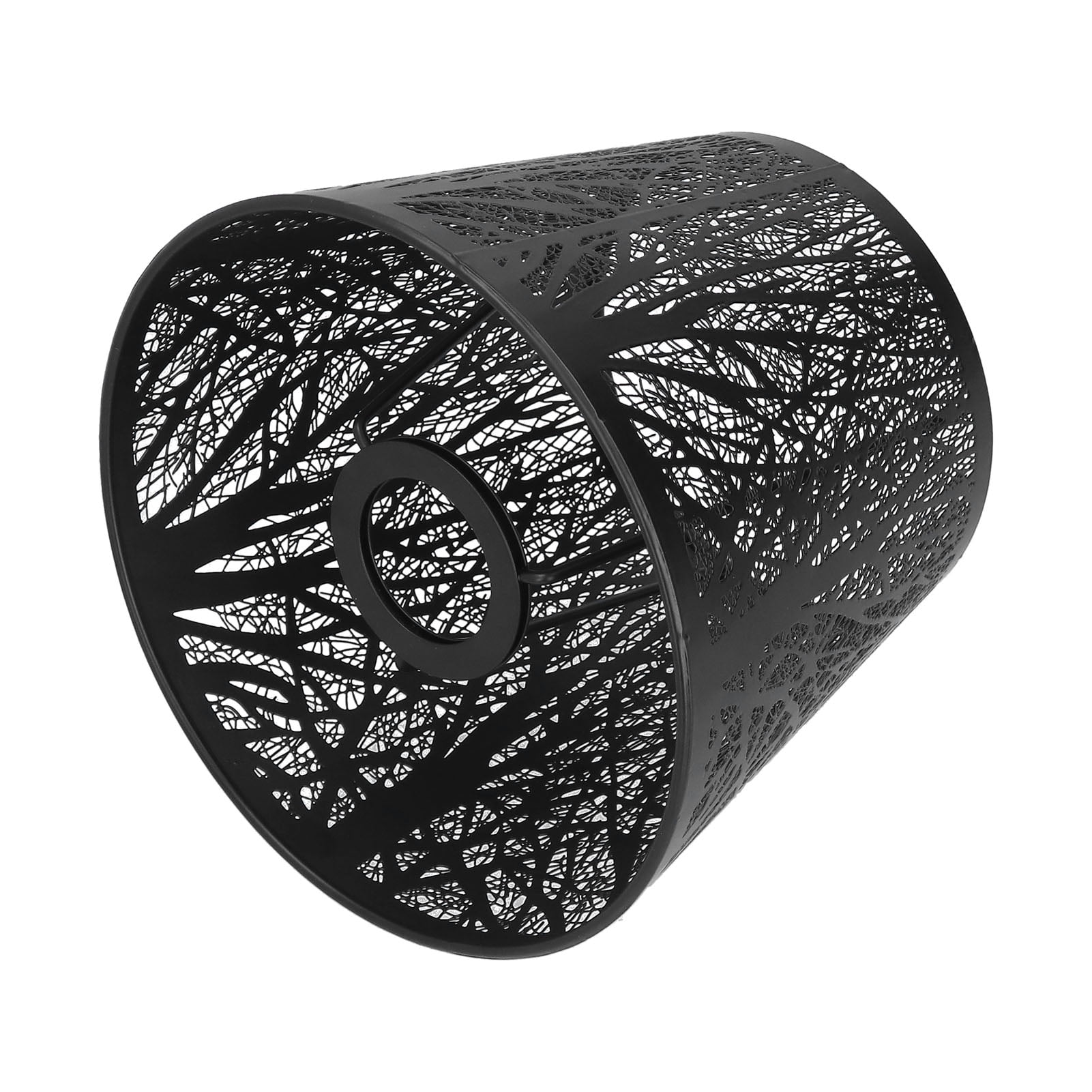 Suodoka Wrought Iron Lampshade Carved Forest Tree Shaped E27 Mini Lamp Shade for Table Lamp Bedroom Bedside Decor Black (19x15x13 cm / 7.48x5.91x5.12 in)
