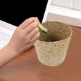 thumbnail image 2 of Aloha Woven Waste Basket Natural Straw Garbage Can Woven Basket Living Room Trash Basket, 2 of 8