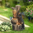 thumbnail image 3 of LuxenHome Bear and Honey Beehive Tree Resin Outdoor Fountain with LED Lights, 3 of 9