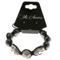 thumbnail image 2 of Mi Amore Black adjustable Strap Bracelet with rhodium shamballa beads and a silver-tone Buddha head with rhinestone acce, 2 of 2