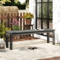 thumbnail image 3 of Patiojoy 2Pcs Outdoor Bench 2-3 Person HDPE Patio Bench 55" Backless Garden Bench with Slatted Seat Gray, 3 of 9