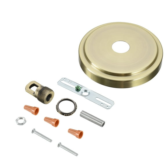 Aspen Creative 21507-41, Antique Brass Transitional Chandelier Fixture Canopy Kit, 5-1/8" Diameter with Collar Loop, 1" Center Hole