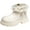 Beige-08, variant on Kids Casual Ankle Boot Round Toe British Vegan Leather Slip-On Boots Autumn Winter Snow Booties Non Slip Outsole
