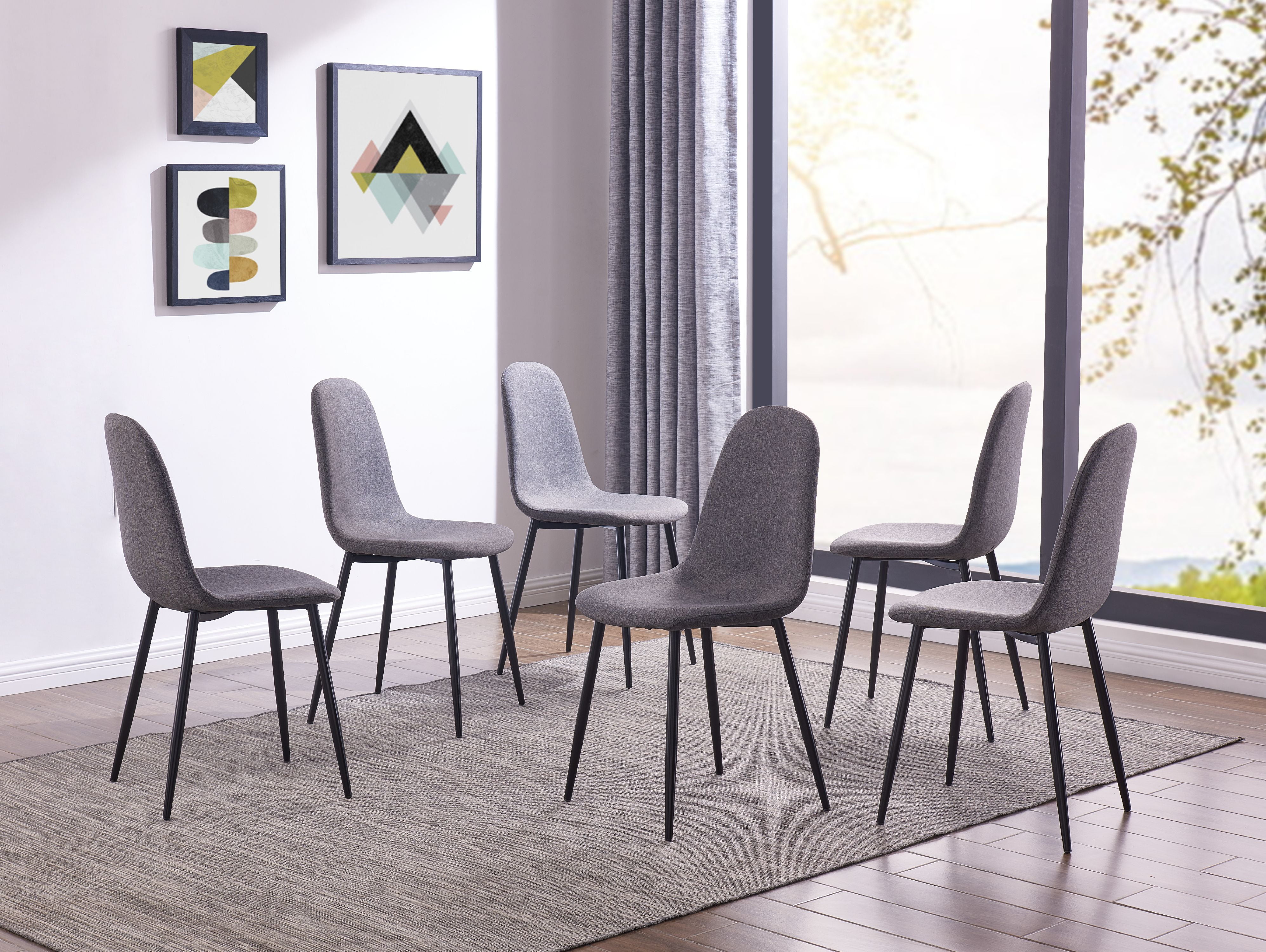 IDS Eames Style Fabric Dining Side Chairs with Metal Legs and Padded