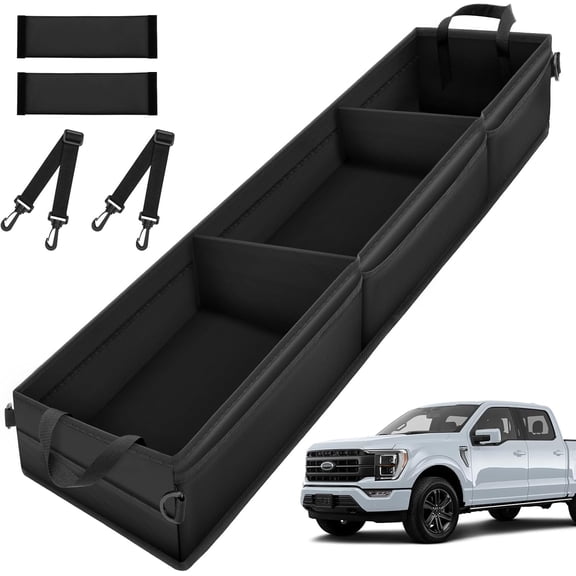 Canvcle Under Seat Storage-Truck Underseat Tool Box Organizer with 3 Removable Dividers for 2015-2025 Ford F150 SuperCrew Cab & Crew Cab 2017-2024 F250 F350 F450 F550 Super Duty Under bench Storage