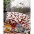 thumbnail image 3 of Fitted Round Tablecloths Table Covers 36-44in,Fall Thanksgiving Gnome Maple Leaves Waterproof Elastic Edged Table Cloth for Kitchen Dining Holiday Party Tables Decor,Autumn Tree Pumpkin on White, 3 of 6