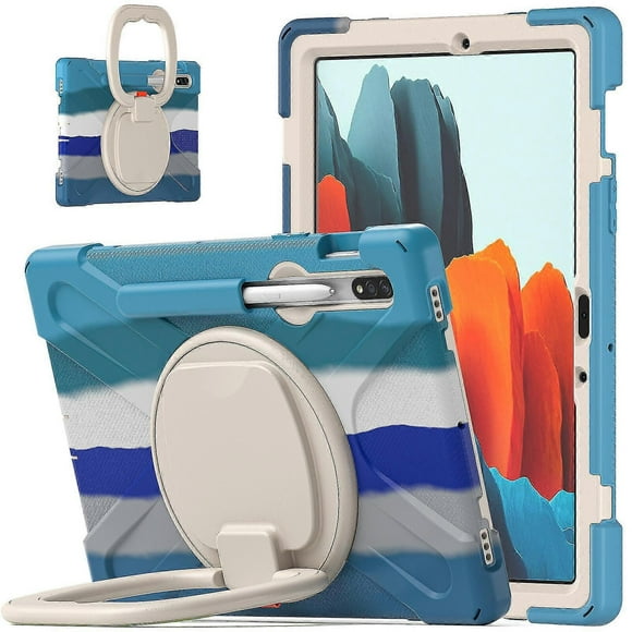 Colorful Case For Samsung Tab S7 11 Inch T870 With Pen Holder, Big Adjustable Ring Stand, Shock Protection Cover