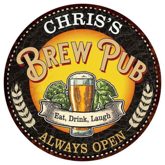 CHRIS'S Beer Pub Man Cave Metal Sign Home Wall Decor 12 inch Round 200120025139