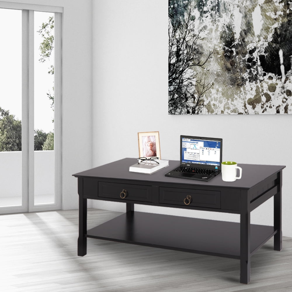 Private Jungle FCH Simple Two Solid Wood Foot End Table,Black Private Jungle FCH Simple Two Solid Wood Foot End Table,Black