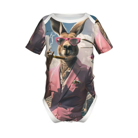 

Yiaed Stylish Kangaroo In Suit Print Infant Climbing Short Sleeve Onesie One-Piece Baby Bodysuit Clothes 0-12 Months -6 Months
