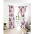 thumbnail image 3 of Pink Roses Blackout Curtains for Bedroom/Living Room, Thermal Insulated Kitchen Curtains, Valentine's Day Love Floral Stripes Romantic Grommet Darkening Window Treatment Drapes 42"x63"x2, 3 of 8