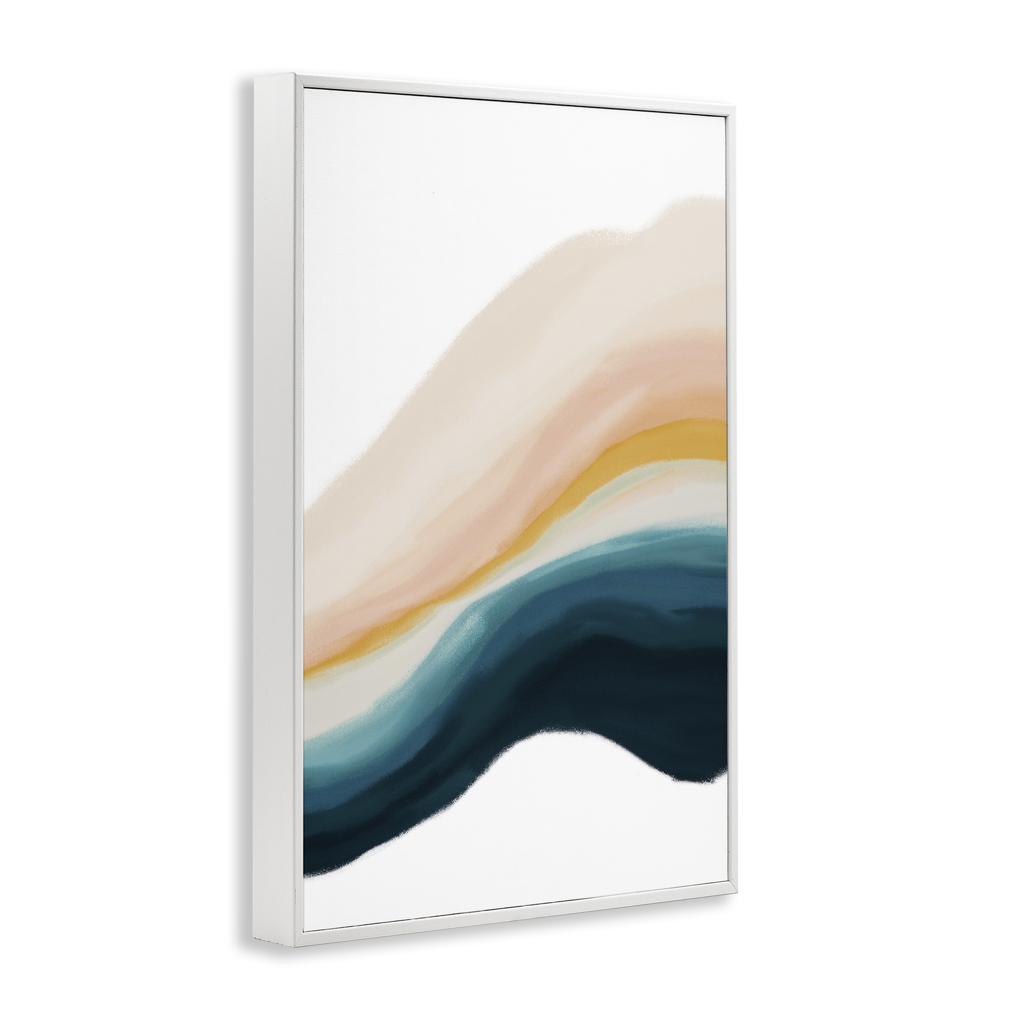 Stupell Industries Peach Swirl Abstraction Abstract Painting White Framed Art Print Wall Art, 12 x 18
