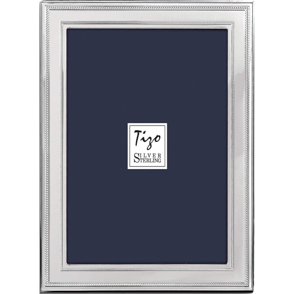 Fashion Sterling Silver Double Beaded 5X7 Photo Frame (7 X 7) Made In Italy gm19943