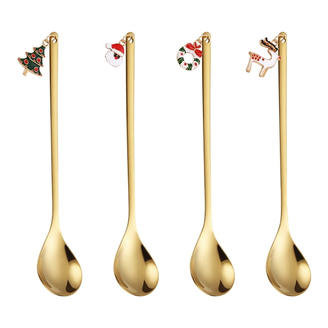 Christmas Spoon Christmas Dessert Spoon Fork Stainless Steel Tableware Set Cute Doll With Hand Gift