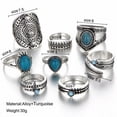 thumbnail image 3 of 8 Piece Vintage Anillo Set Gemstone Boho Finger Anillos de las mujeres del dedo medio Estética calado Anillos grabados Anillos de diamantes de imitación, 3 of 8