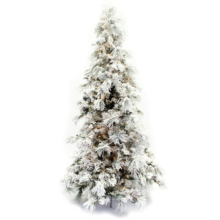 Wg Tree - 12' Flocked Needle Pine Tree Prelit Christmas Tree