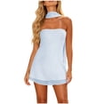 thumbnail image 3 of Tqcoqu Womens Floral Mini Dresses with Scarf,Y2k Cute Strapless Party Short Dress,Backless A-Line Formal Summer Dresses,Blue Women's S-L, 3 of 7