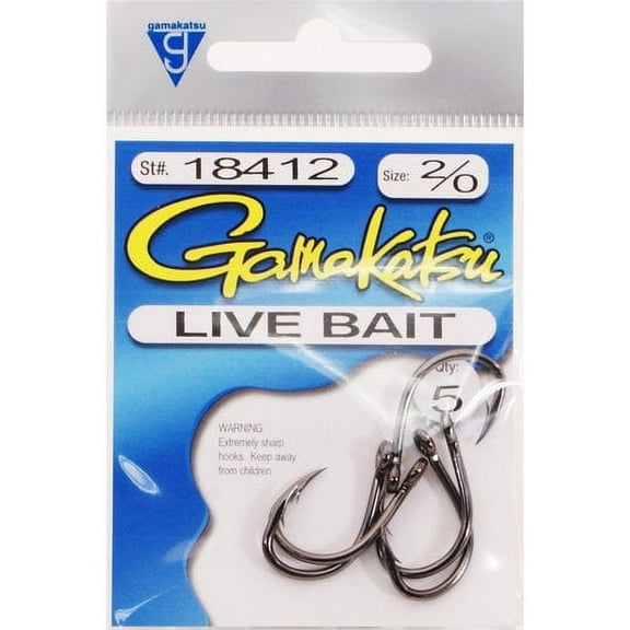 Gamakatsu 18412 Live Bait Hook, 2/0, Saltwater