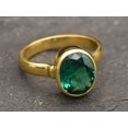 thumbnail image 2 of Gold Emerald Ring, Solitaire Gold Ring, Created Emerald, Gold Engagement Ring, Diamond Ring, Sparkly Ring,Large Stone Ring, 2 of 3