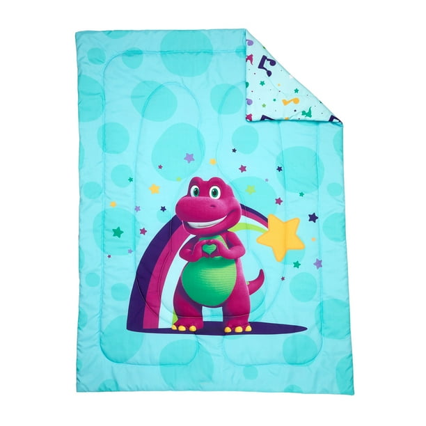 Barney Toddler Bedding, 5Pc Set, Comforter, Sheet, Pillowcase