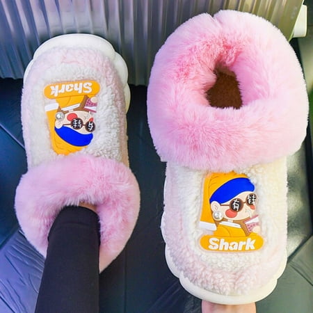 

PIKADINGNIS Women Lovely Cartoon Design Winter Warm Plush Thick Bottom Snow Boots Home Non-slip Slippers Couple 2022 Outdoor Cotton Shoes