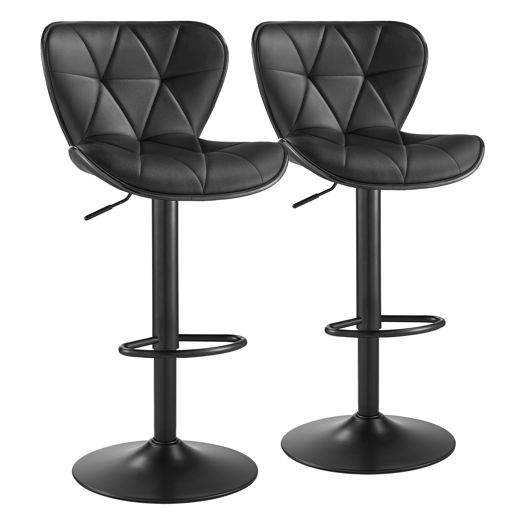 SAETSFEG Bar Stools Set of 2, Adjustable Swivel Bar Stool with Backrest, Modern Counter Height Island Chairs for Kitchen Island, Dining Room, Black