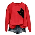 thumbnail image 4 of Arlun Oversized Cat Sweatshirts for Women Funny Black Cat Graphic Printed Casual Crewneck Pullovers Relaxed Fit Comfortable Long Sleeve Soft Hoodless Tops 2025 Red S, 4 of 4
