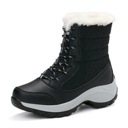 Women Winter Boots Warm Waterproof Platform Snow Shoes Sneakers Athletic Shoes Size (Best Waterproof Tennis Shoes)