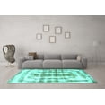 thumbnail image 3 of Ahgly Company Machine Washable Indoor Rectangle Abstract Turquoise Blue Modern Area Rugs, 6' x 9', 3 of 4