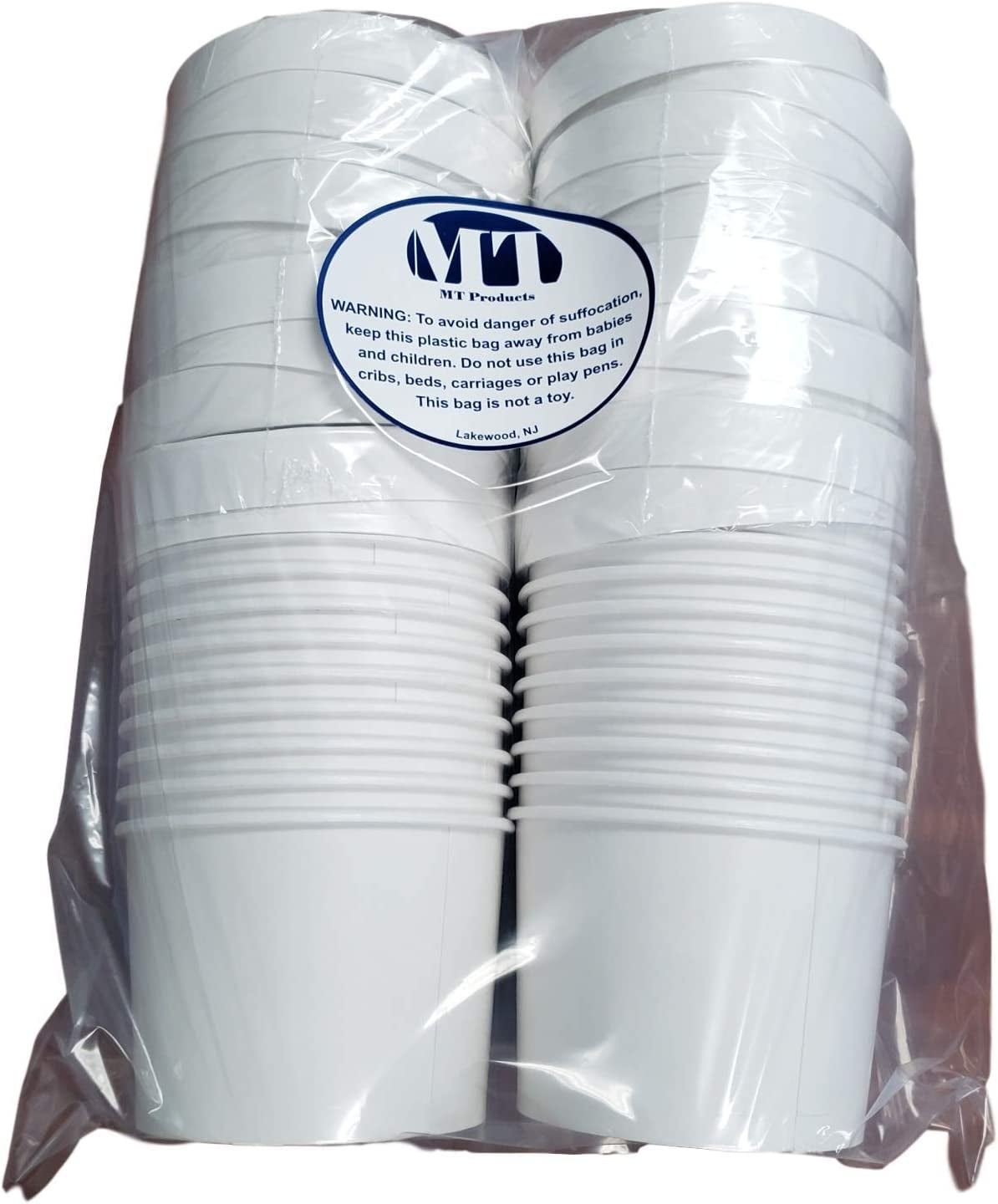 MT Products 16 oz White Paper Cups with Plastic Lids