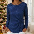 thumbnail image 5 of purcolt Womens Sparkly Sequin Tops with Bow, Dressy Casual Crew Neck Glitter Long Sleeve Shirts for Cocktail Club Party, 5 of 6