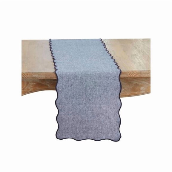 Saro Lifestyle 1069.BL1372B 13 x 72 in. Recycled Scallop Border Table Runner, Blue