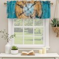 thumbnail image 2 of Turquoise Brown Curtain Valances for Windows, Kitchen Valance Window Treatments Panel 2 Pack, Vintage Abstract Cracked Rod Pocket Short Curtains for Bathroom Bedroom 42 x 12 Inch, 2 of 8