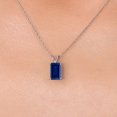 thumbnail image 3 of Gem Stone King 14K White Gold Blue Created Sapphire Pendant Necklace for Women | 2.70 Cttw | Gemstone September Birthstone | Octagon 9X7MM | With 18 inch Chain, 3 of 6