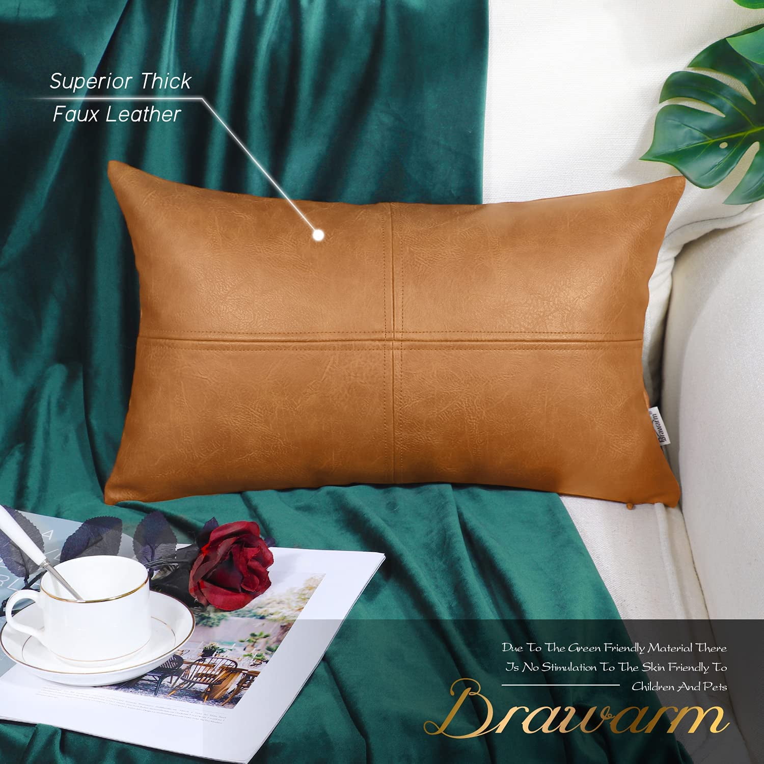 Green leather throw pillows hotsell