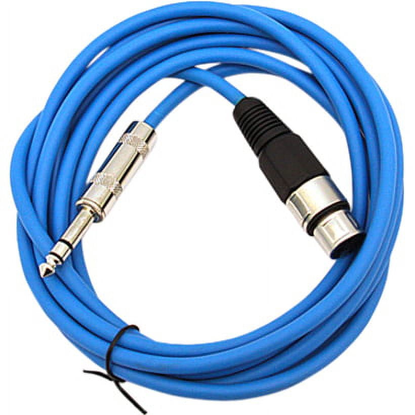 Seismic Audio SATRXL-F10, 6 Pack of Blue 10' XLR Female to TRS Patch Cables