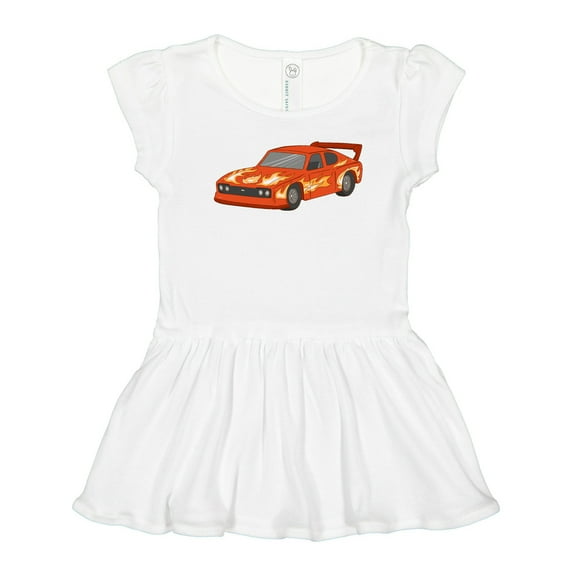 Inktastic Red Flames Race Car Girls Toddler Dress