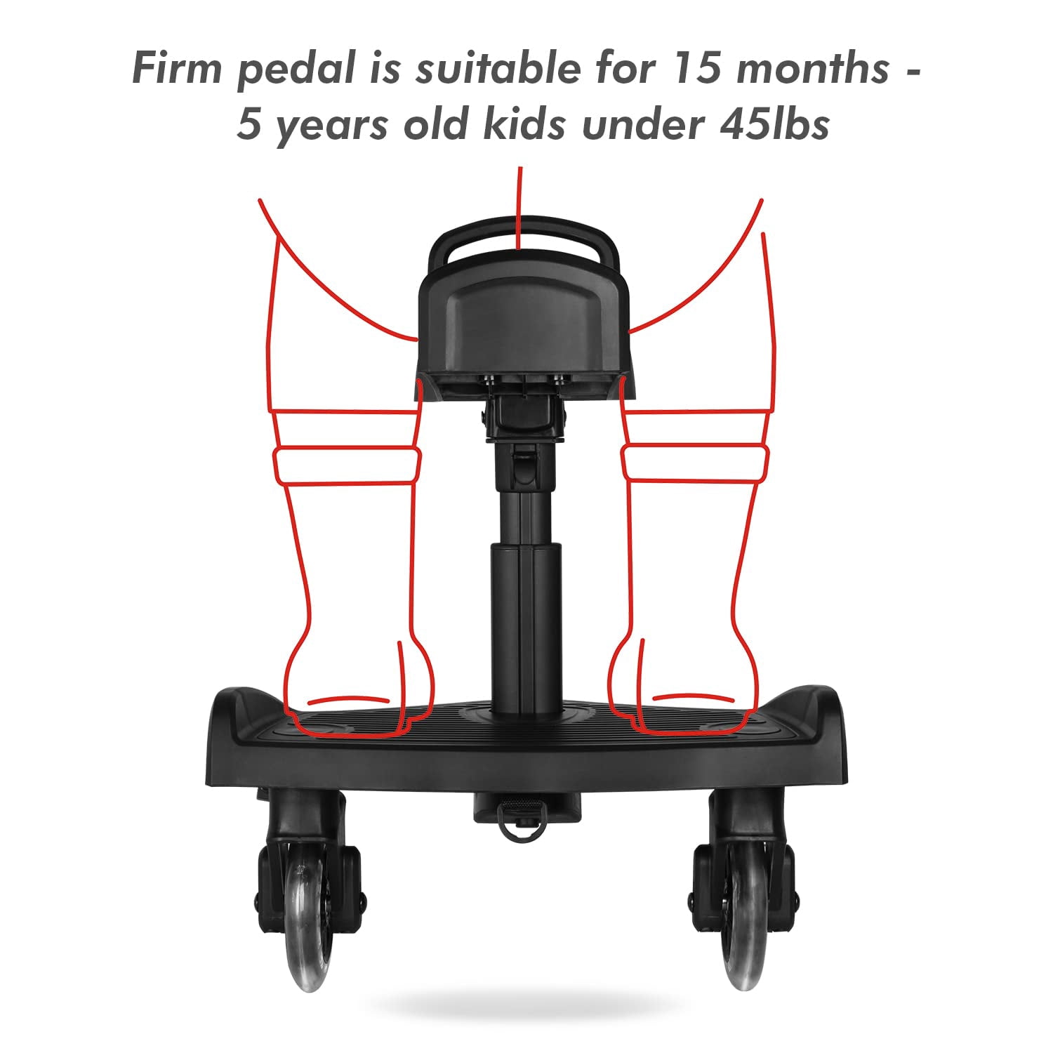 Beberoad Love Universal Stroller Board with Detachable Seat Stroller Ride Board Standing Platform Stroller Glider Board Fits Most of Strollers & Buggies - Rider Holds Children Up to 45lbs