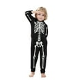 thumbnail image 2 of CLOISE Family Pajamas Halloween Skeleton One Piece Pajamas Toddler 6T Little Boys Hooded Zipper Pjs Comfy Long Sleeve Holiday Loungewear Funny Halloween Outfits in November Black, 2 of 5