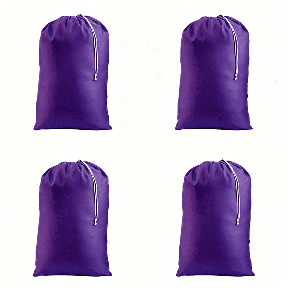 MISSMILE Extra Large Heavy Duty Laundry Bag, 30" X 40" Nylon, Durable & Machine Washable, Locking Drawstring Closure, Fits Hamper Or Basket, Travel & Dorm Room Essentials, Purple